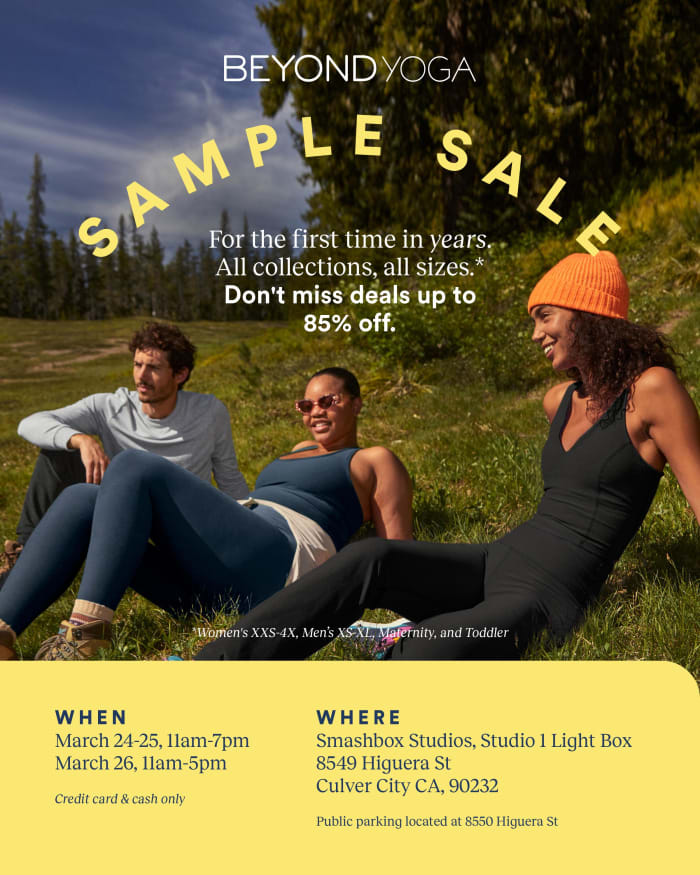 Beyond Yoga Sample Sale, March 24th 26th Culver City, CA Fashionista