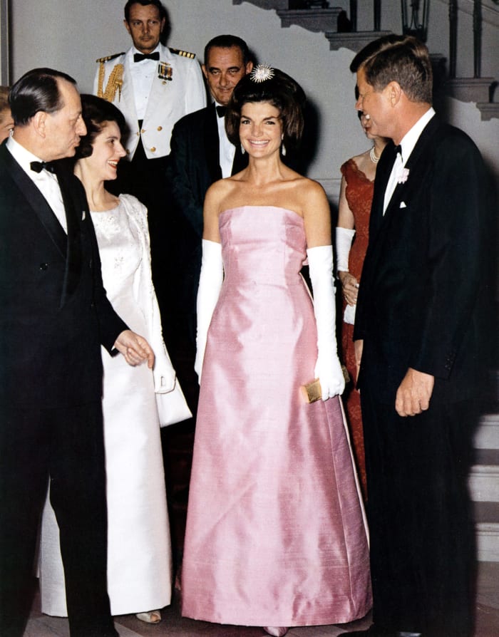 Great Outfits in Fashion History: Jackie Kennedy's Pretty Pink Dior Gown - Fashionista