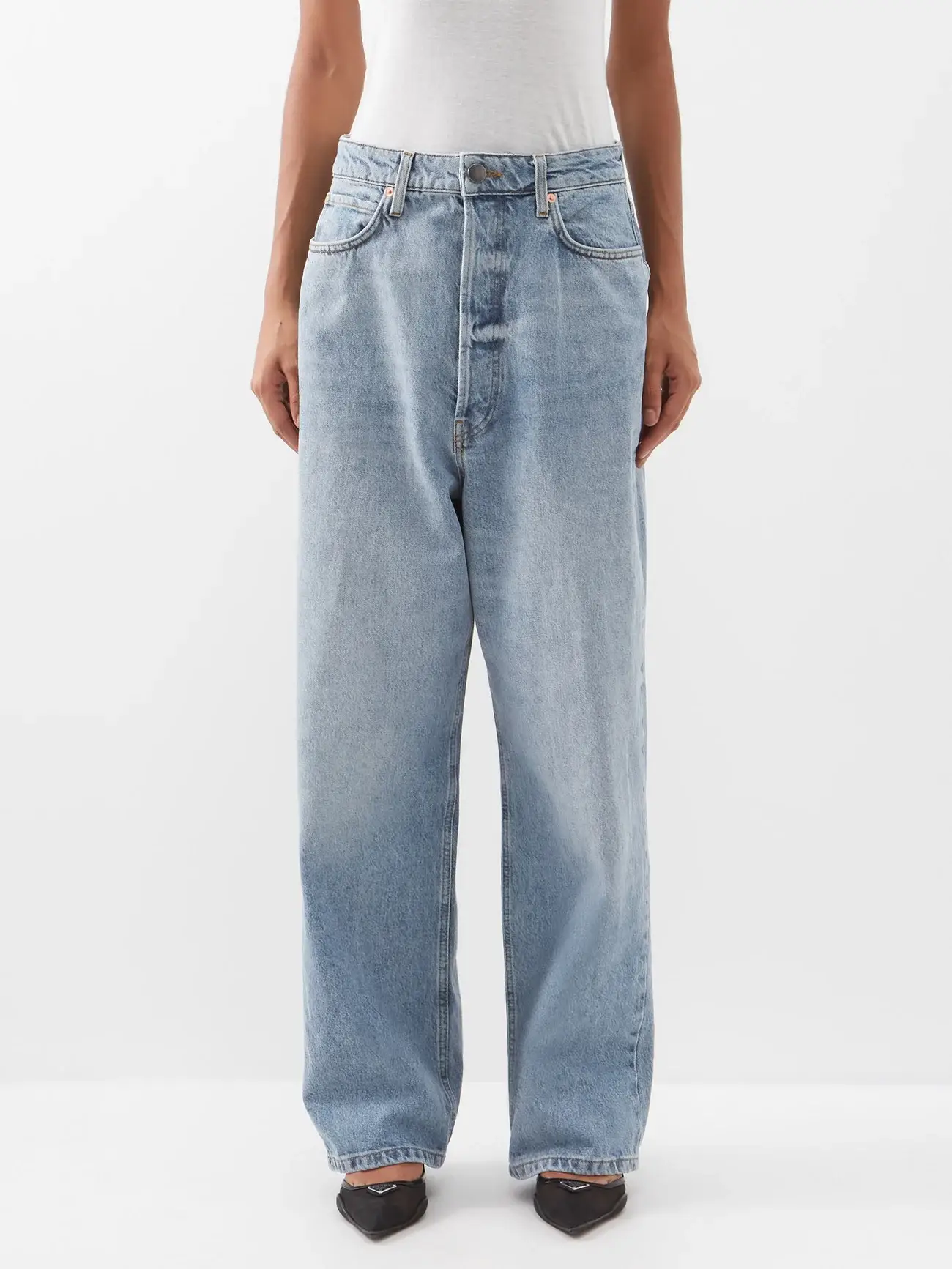 JNGSA Women Wide Leg Jeans-Baggy High Waisted Lace-Up Loose