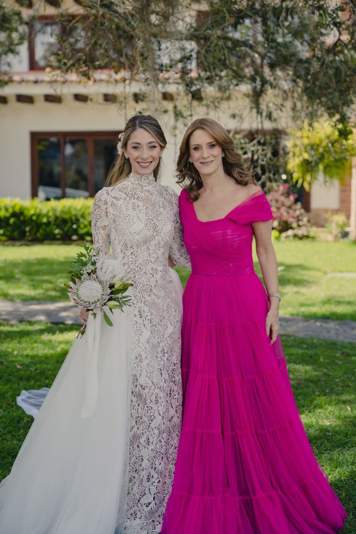 The bride and her mother in custom Francesca Miranda.