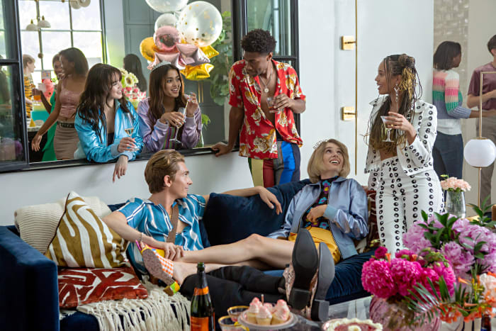 The 'Do Revenge' Costumes Take Inspiration From Teen Movie Classics, '90s Supermodels and Harry Styles netflix do revenge royal court party - The 'Do Revenge' Costumes Take Inspiration From Teen Movie Classics, '90s Supermodels and Harry Styles