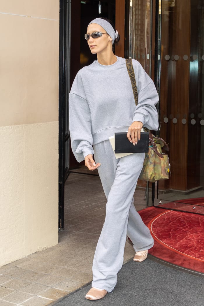 Bella Hadid's OffDuty Look Includes Ballet Flats and Bedazzled Y2K