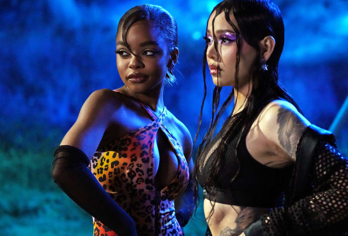 Marsai Martin and Bella Poarch during Rihanna's Savage X Fenty Show Vol. 4.