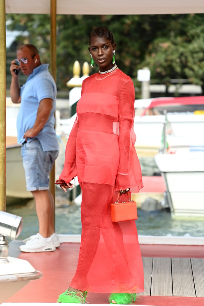 This sheer panel dress from Interior's Spring 2022 collection has been worn by Jodie Turner-Smith (pictured), Gabrielle Union and Abbi Jacobson.