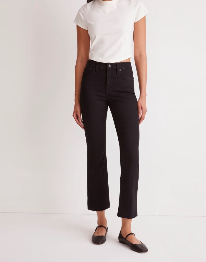 Madewell Kick Out Crop Jeans in Black Rinse Wash, $138, available here (sizes 23-33 and 14-28W)