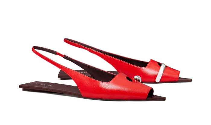 Tory Burch Pierced Slingback Open Toe Flat, $358, available here