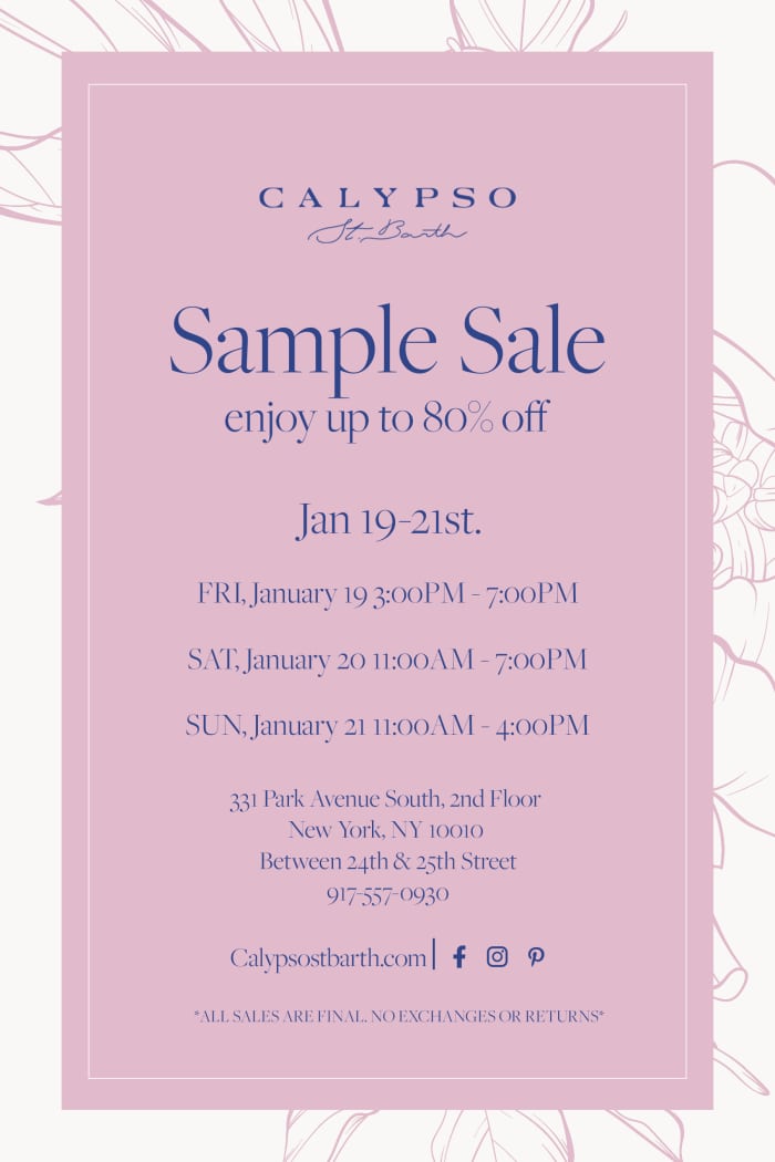 Calypso St. Barth Sample Sale In NYC, Jan. 19th 21st Fashionista