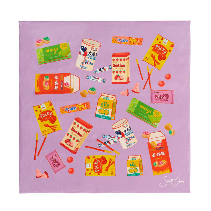 Saint Jane Asian Snacks Silk Twill Scarf