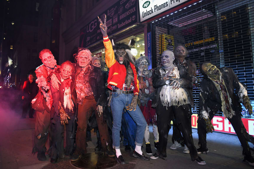 Heidi Klum and zombies at her 18th Annual Halloween Party. Photo: Slaven Vlasic/Getty Images for Heidi Klum