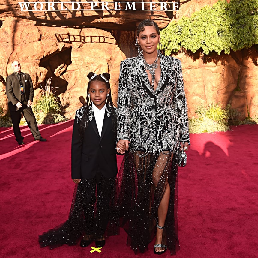 Blue Ivy and Beyoncé in Alexander McQueen at the 'Lion King' premiere. Photo: Alberto E. Rodriguez/Getty Images