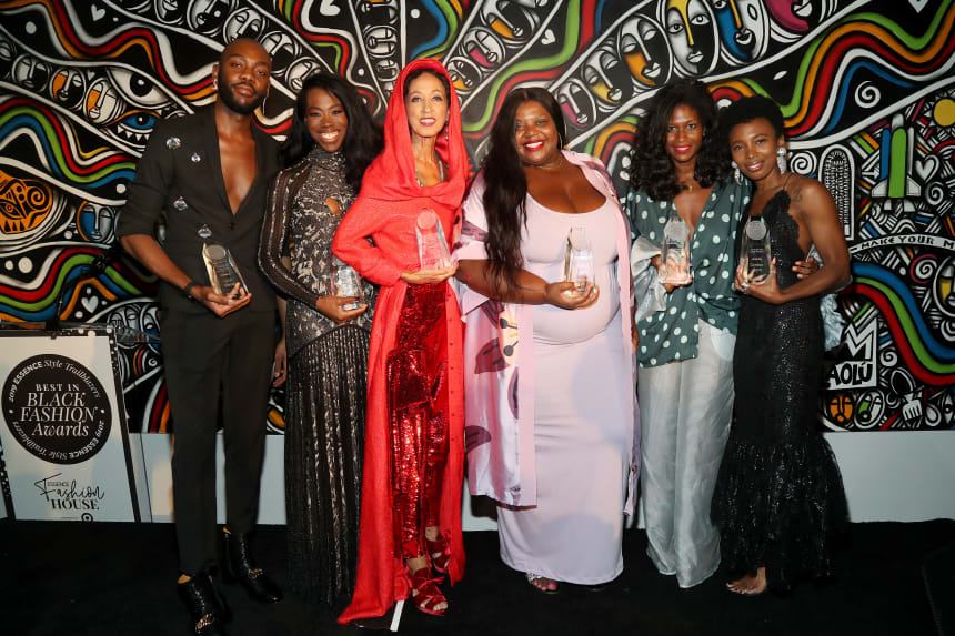 From left to right: Best in Black Fashion award winners Rich Mnisi, Aminah Abdul Jillil, Pat Cleveland, Itaysha Jordan, Fe Noel and Zerina Akers. Photo: Bennett Raglin/Getty Images