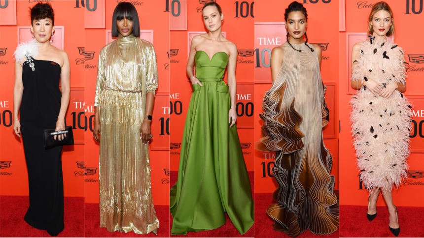 Sandra Oh, Naomi Campbell, Brie Larson, Indya Moore and Martha Hunt at the "Time" 100 Gala in New York City. Photos: Dimitrios Kambouris/Getty Images