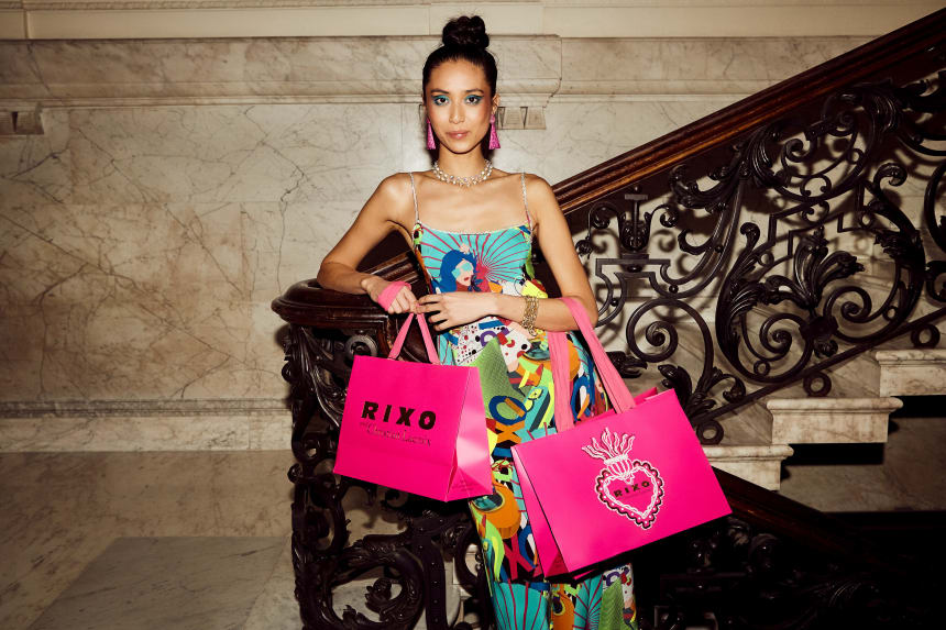 A look from Rixo's limited-edition collaboration with Christian Lacroix.
