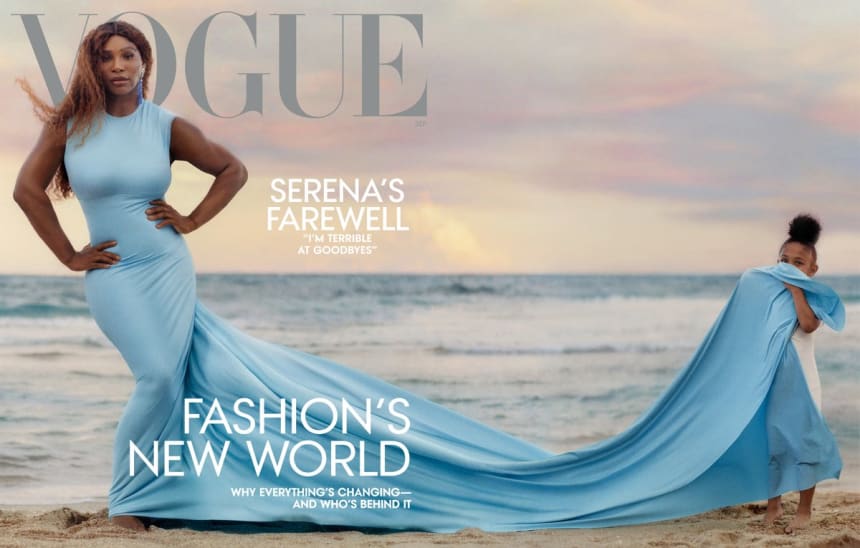 Serena Williams in Balenciaga for Vogue (along with daughter, Olympia).