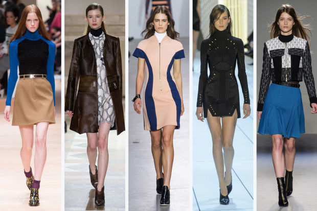 From left to right: Carven, Sharon Wauchob, Cedric Charlier, Mugler and Roland Mouret. Photos: Imaxtree