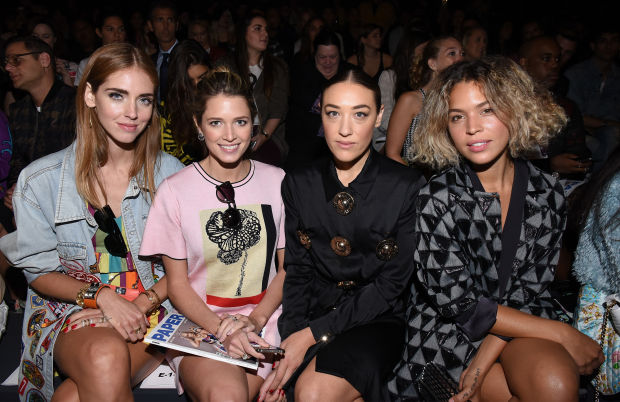 Chiara Ferragni, Helena Bordon, Mia Moretti and Cleo Wade at Jeremy Scott's New York Fashion Week show in September. Photo: Vivien Killilea/Getty Images