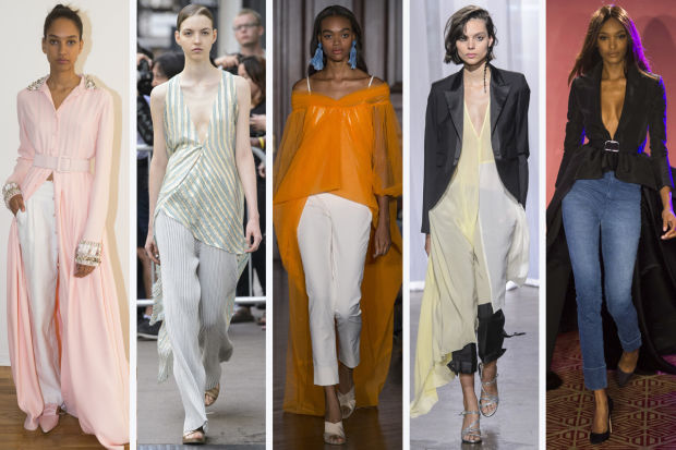 (L-R): Rosie Assoulin, Baja East, Sachin + Babi, Zadig & Voltaire and Brandon Maxwell. Photos: Imaxtree