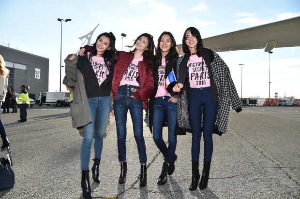 Returning models Ming Xi, He Sui, Liu Wen and Ju Xiaowen on the way to last year's show in Paris. Photo: Mike Coppola/Getty Images for Victoria's Secret