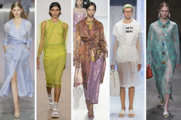 (L-R): Ralph & Russo, Pringle of Scotland, Dries Van Noten, Anya Hindmarch and Christopher Kane. Photos: Imaxtree