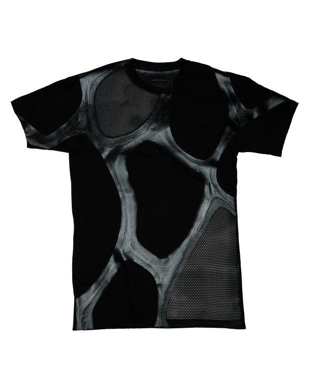 A t-shirt made of mesh, cotton and Modern Meadow's lab-grown leather. Photo: Adam Fithers/Modern Meadow