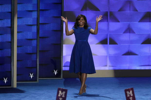 Michelle Obama in Christian Siriano at the 2016 Democratic National Convention. Photo: Alex Wong/Getty Images 