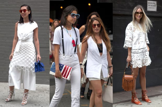 Lots of white looks on the street on day three of New York Fashion Week. Photos: Emily Malan/Fashionista