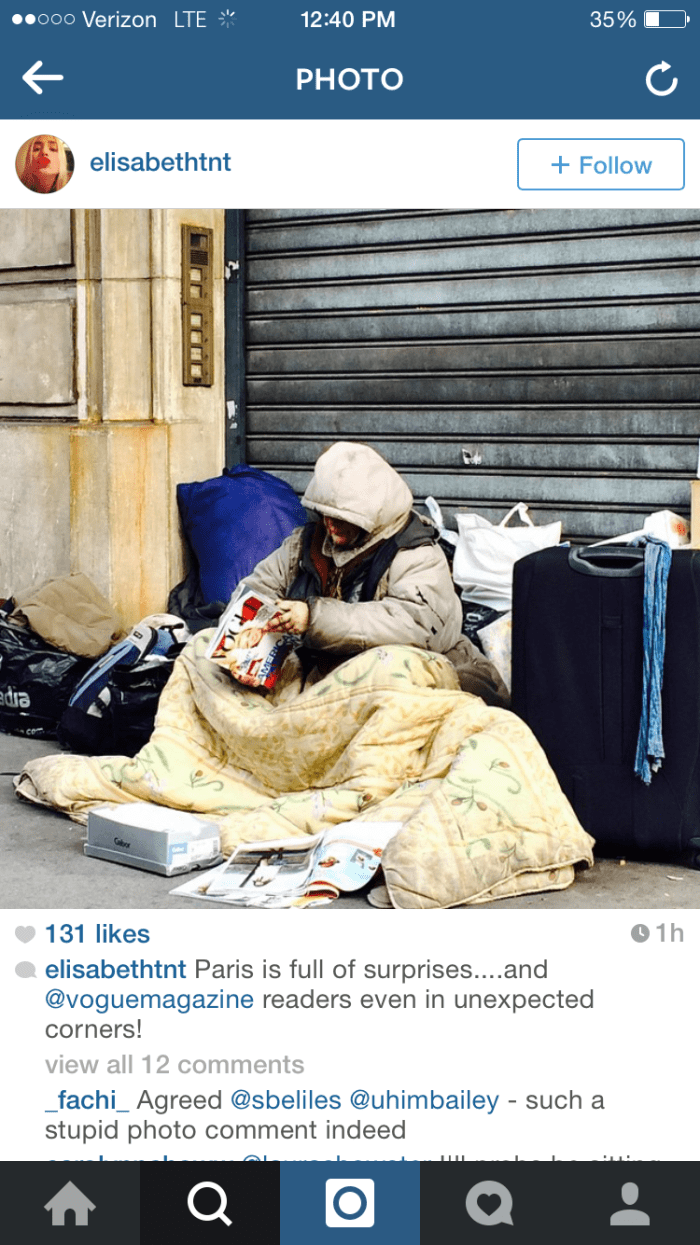 A shot of the now deleted post from Elisabeth von Thurn und Taxis' Instagram account. Screengrab: Alyssa Vingan/Fashionista