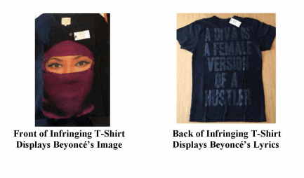 Eleven Paris item featuring Beyoncé's image and lyrics. Photo: Official case documents