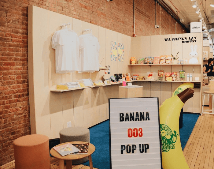 "Banana" Magazine's pop-up at Canal Street Market in New York City. Photo: @bananamag/Instagram