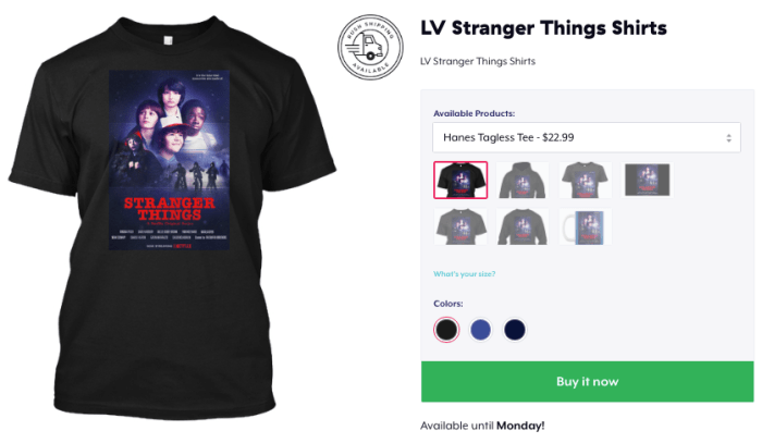 LV Stranger Things Shirts, starting at $22.99, available at Teespring.