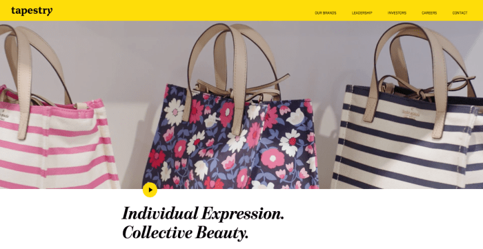 The newly-launched Tapestry.com. Photo: Screengrab