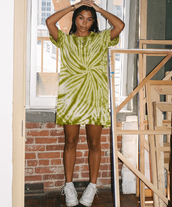 Back Beat Rags Tie Dye Recycled Cotton Dress, $75, available here.