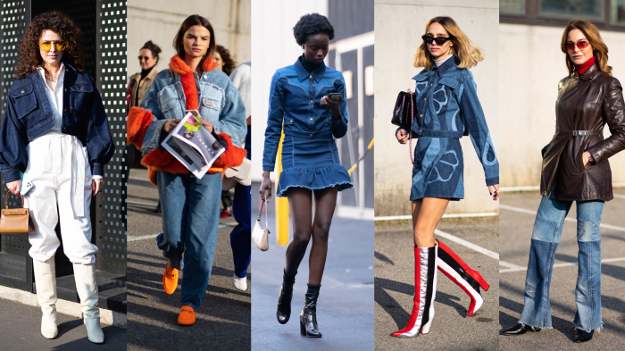 Showgoers Modeled Their Best Blue Jeans on Day 1 of Milan Fashion Week ...