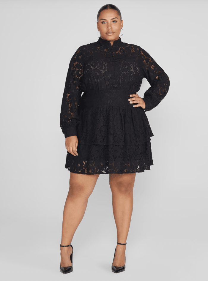 fashion to figure lace black mini dress