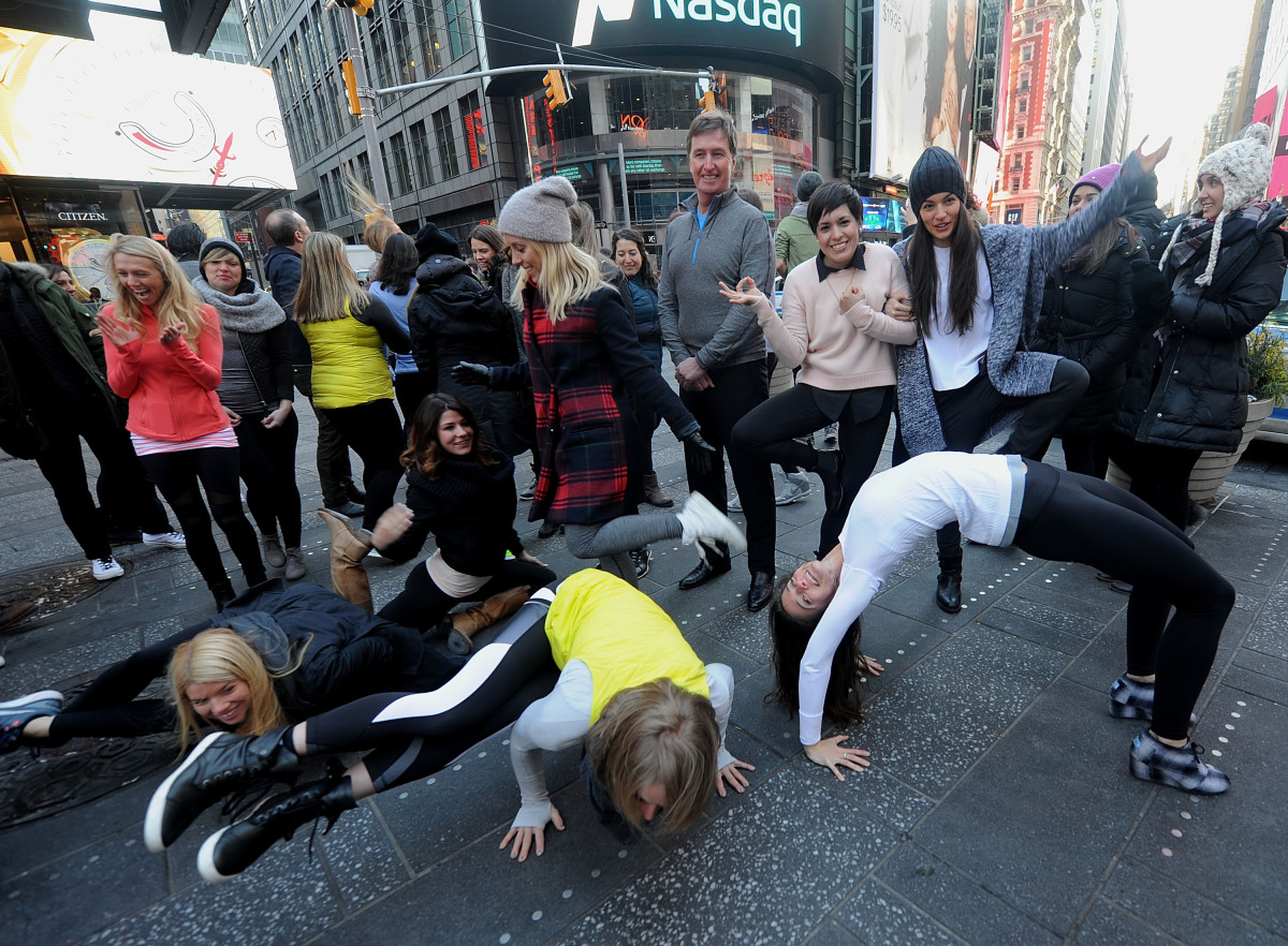 Outgoing Lululemon CFO John Currie in Times Square Wednesday. Photo: Brad Barket/Getty Images