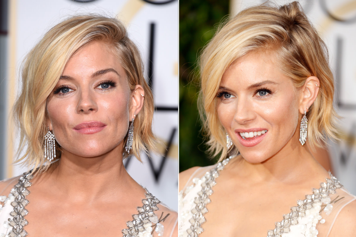 Sienna Miller looks so smug here because she knows she won Golden Globes hair. Photos: Steve Granitz & Jeff Vespa/Getty Images