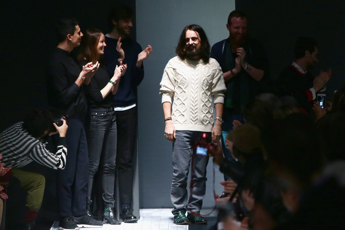 Alessandro Michele on the runway at the end of the Gucci menswear show on Monday in Milan. Photo: Vittorio Zunino Celotto/Getty Images