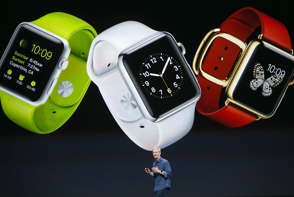 Apple CEO Tim Cook announces the Apple Watch in September. Photo: Justin Sullivan/Getty Images 