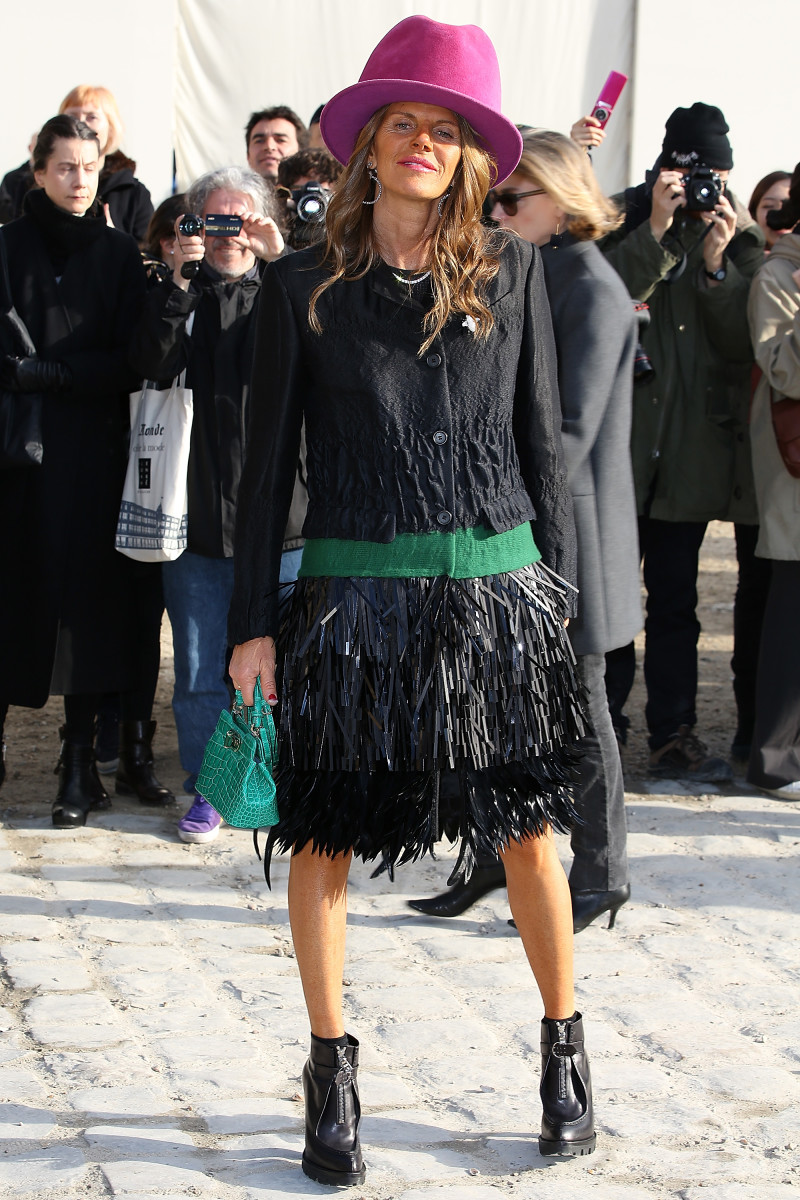 Looks like ADR and Pharrell borrow from the same showroom. Anna Dello Russo outside the Louis Vuitton fall 2014 Paris Fashion Week show. Photo credit: Pierre Suu/Getty Images
