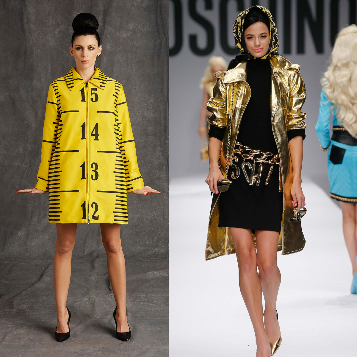 Moschino pre-fall 2015, left, and Moschino spring 2015, right. Photos: Moschino