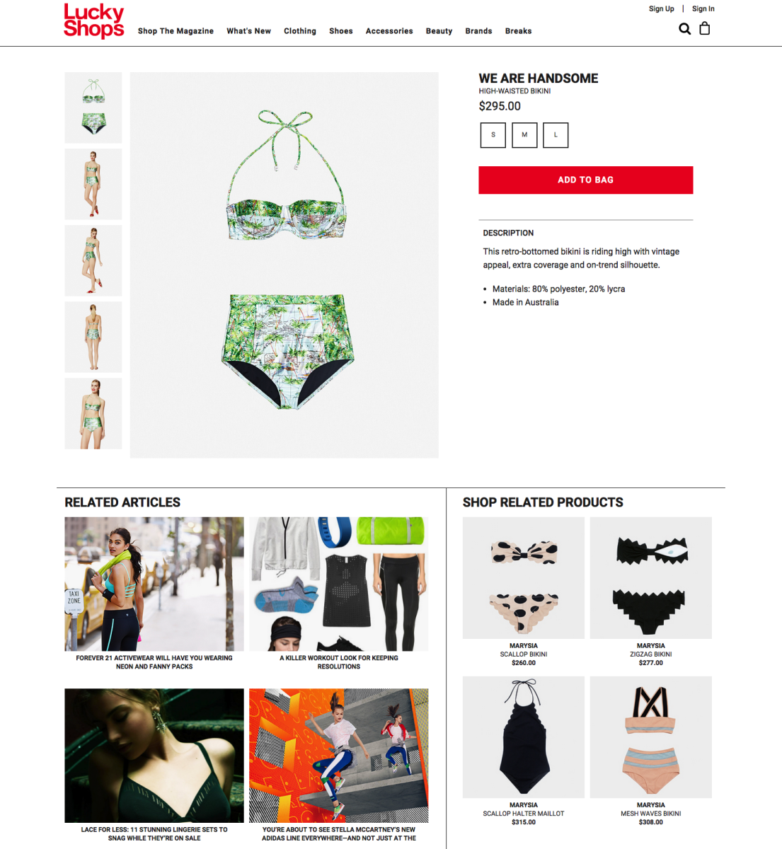 A product page on Luckyshops.com. Screenshot: Luckyshops.com