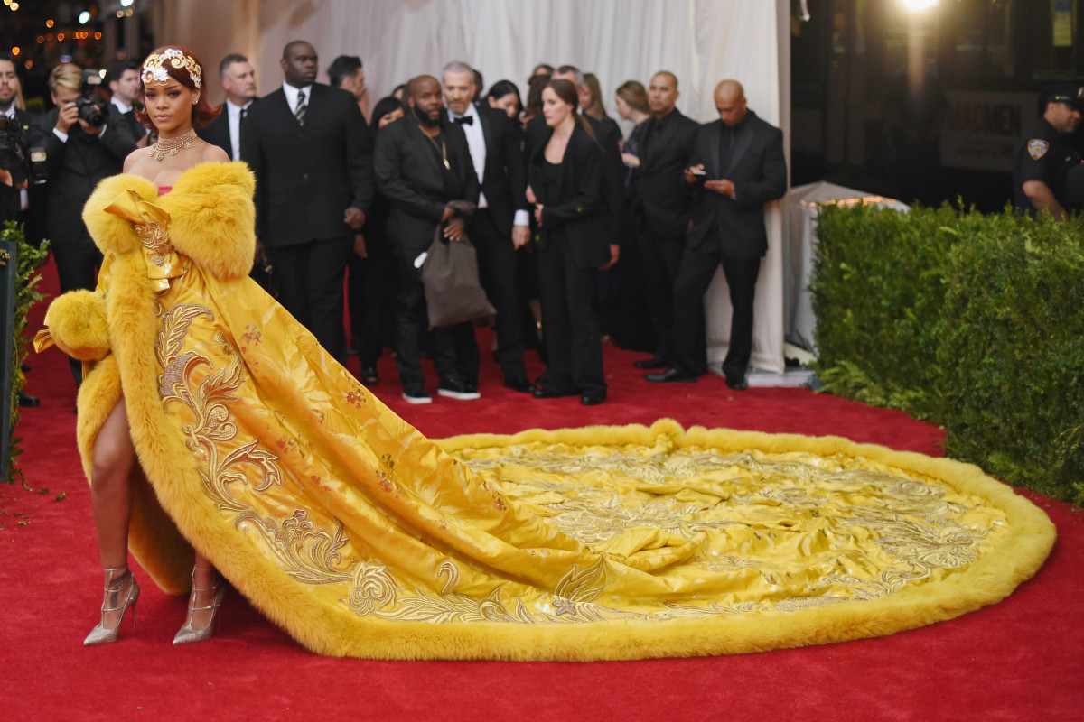 Rihanna in Guo Pei at the 2015 Met Gala in New York City. Photo: Mike Coppola/Getty Images