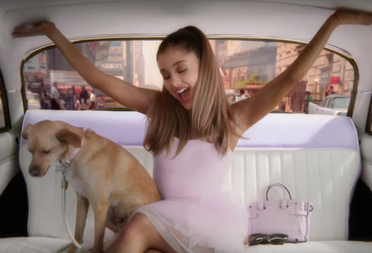 Grande and her dog, Toulouse. Photo: YouTube