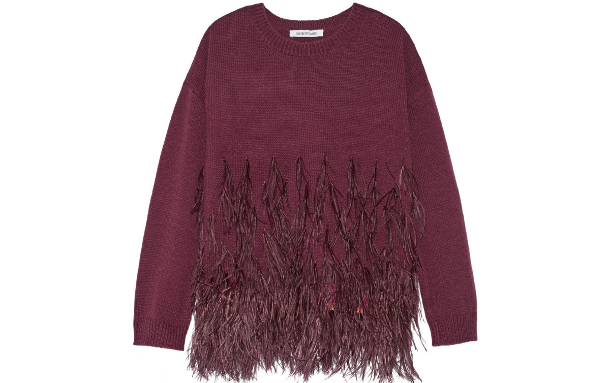 Elizabeth and James feather-trimmed cotton sweater, $485, available at Net-a-Porter.