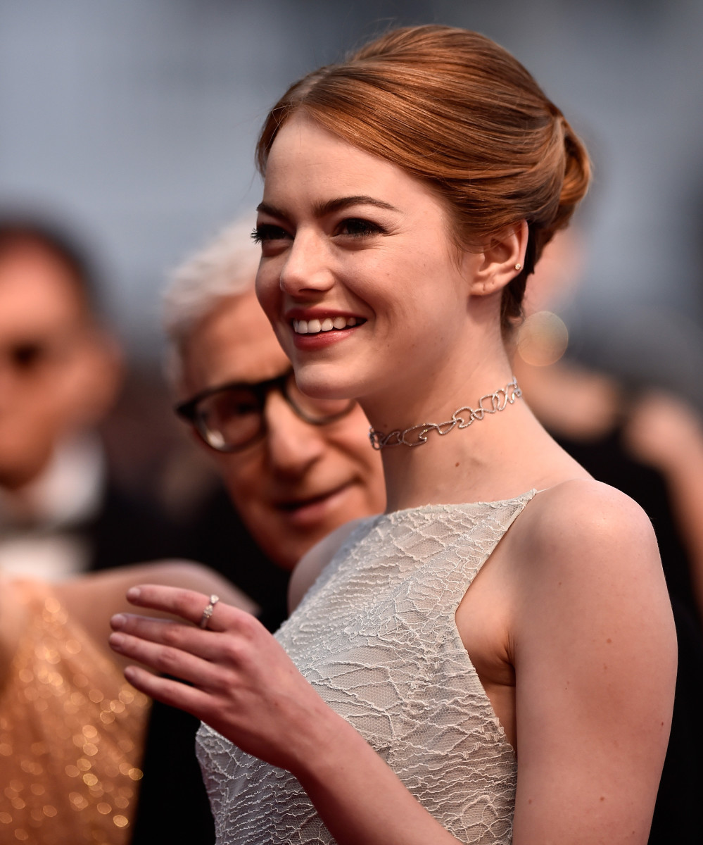 Emma Stone wears a Repossi choker at the 2015 Cannes Film Festival. Photo: Pascal Le Segretain/Getty Images