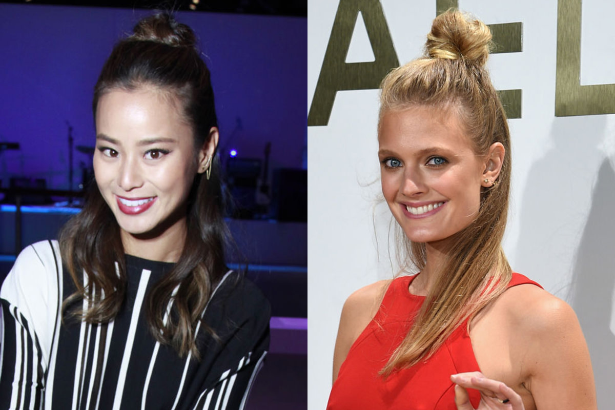 Jamie Chung and Constance Jablonski were fans of the style this year. Photos: John Lamparski & Dimitrios Kamouris/Getty Images