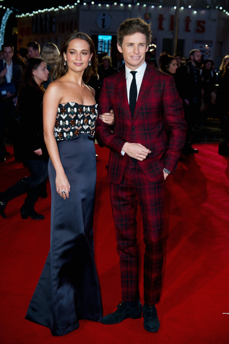 Alicia Vikander and Eddie Redmayne attend premiere of 'The Danish Girl' in London. Photo: Eamonn M. McCormack/Getty Images