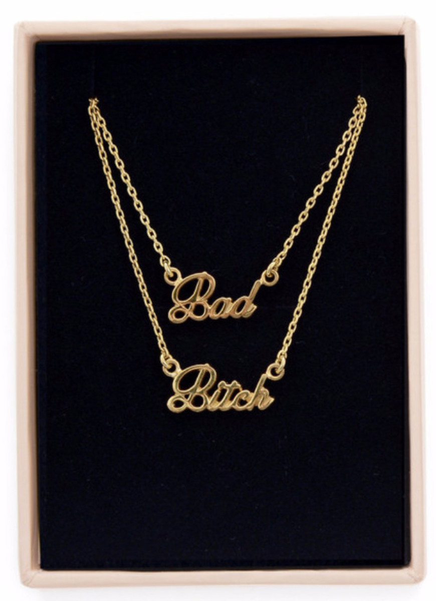 BB x Me & You "Bad Bitch" necklace set in yellow gold, $80, available at Bing Bang and American Two Shot in New York from Dec. 10 through 24.