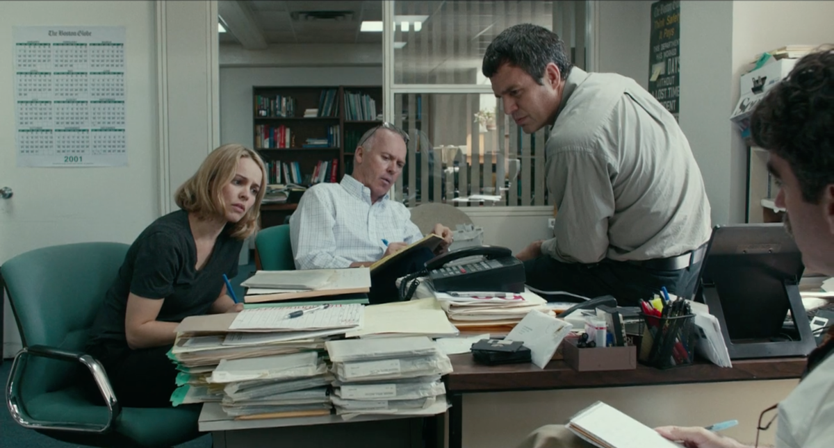 'Spotlight' even manages to make conference calls exciting. Screengrab: Open Road Films
