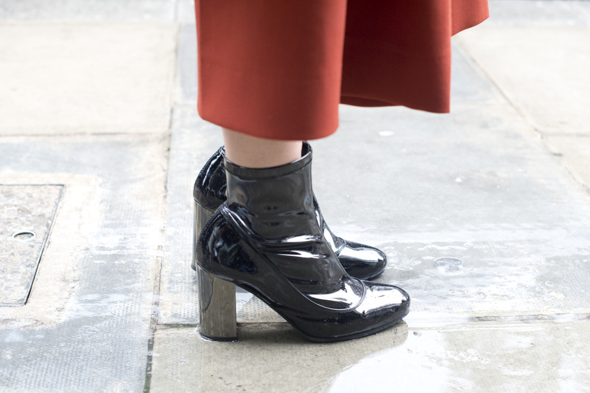 Kurt Geiger boots outside London Fashion Week in September. Photo: Kirstin Sinclair/Getty Images
